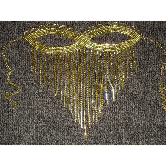 Harem mask, silver rhinestone mask, dangle costume masquerade ball cosplay mask - Picture 5 of 5